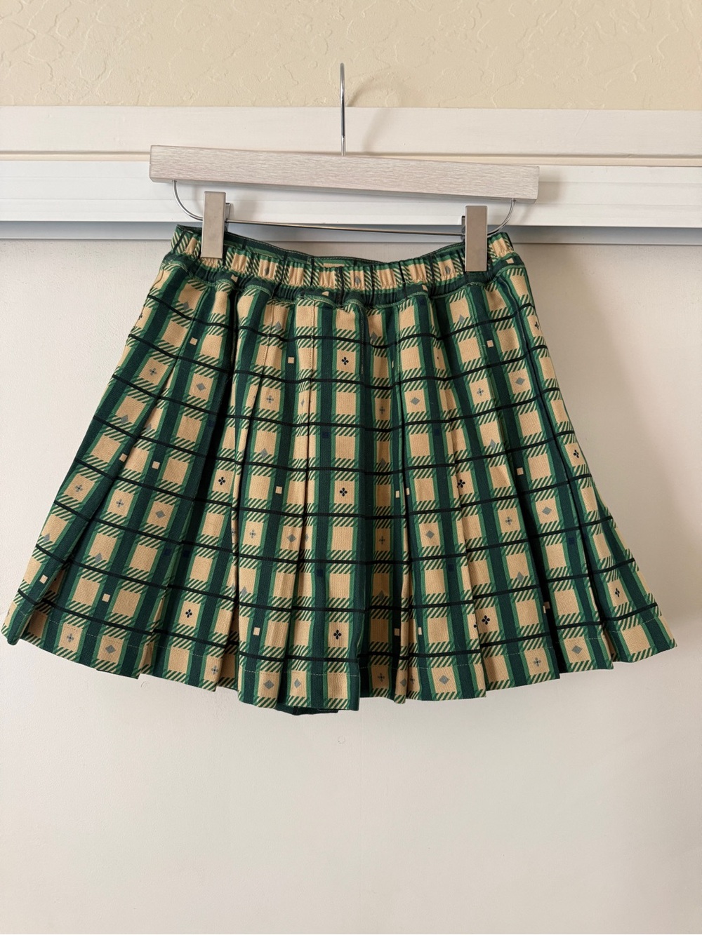 Noble Clothing Green & Cream Plaid Pleated Skort - Picture 2 of 8